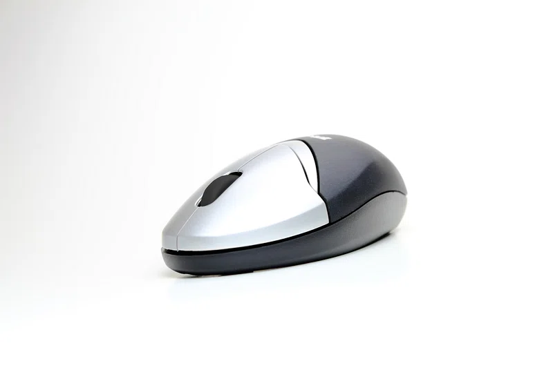 A black optical mouse, a common commodity