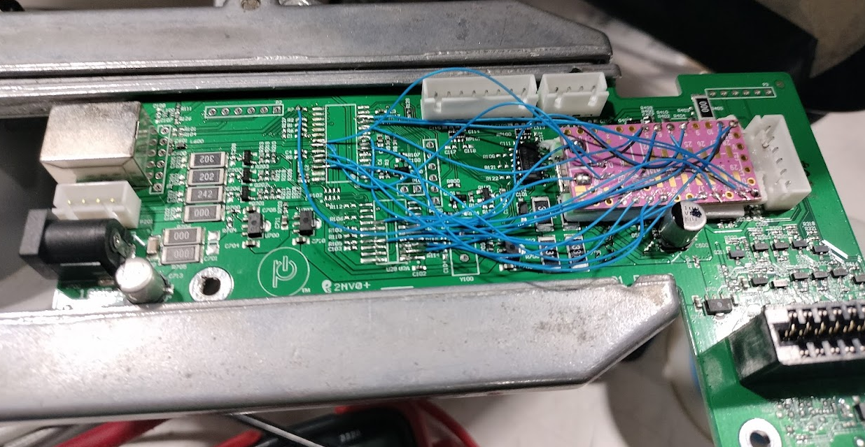 The Teensy microcontroller, replacing the original brains of the Mini